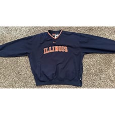 Vintage Nike Illinois Windbreaker Pullover Center Swoosh Logo Navy Size XL