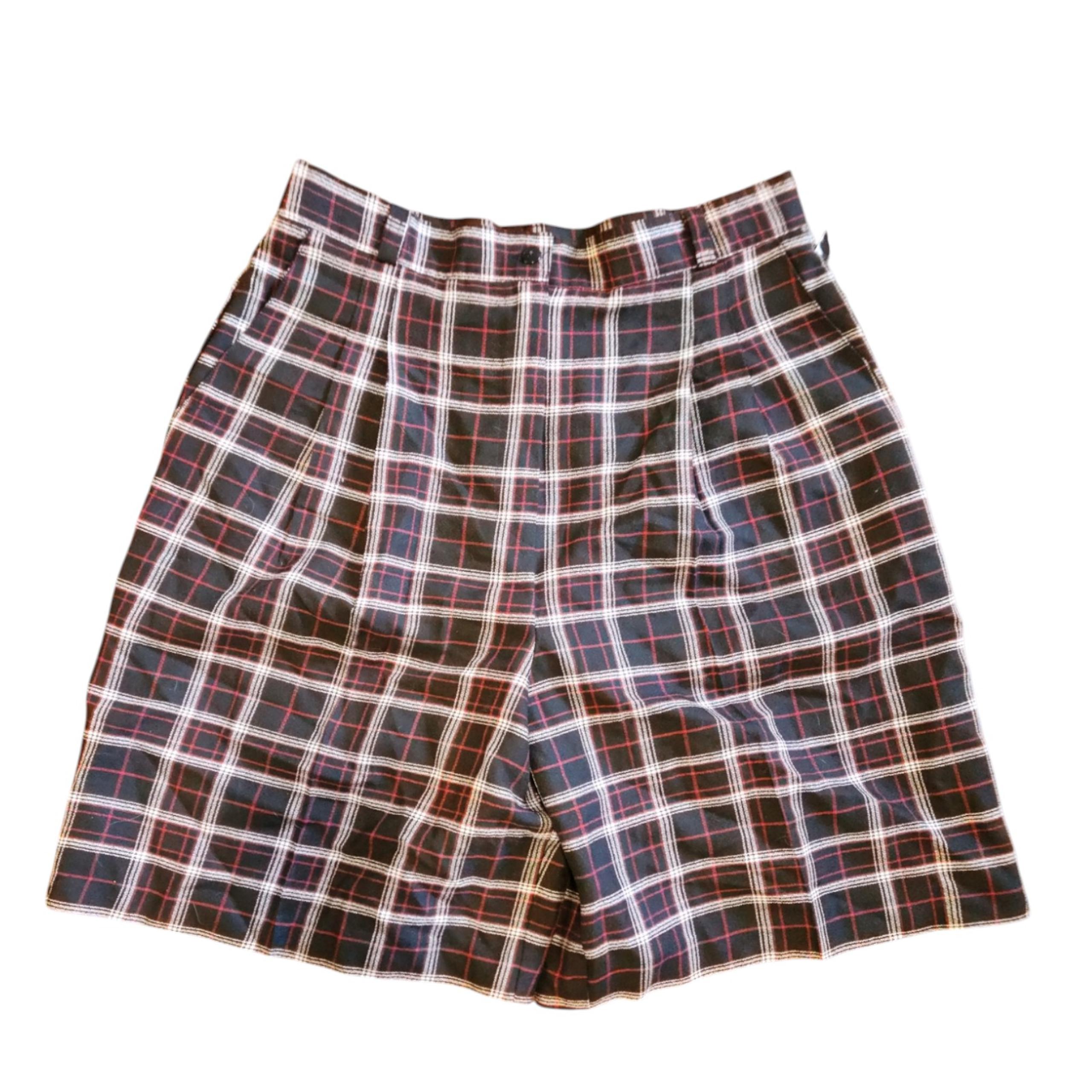 Vintage Renee Adams NEW black red white plaid high waist golf walking shorts 14