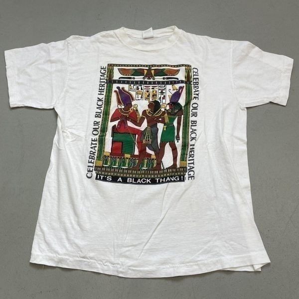 VTG Celebrate Our Black Heritage Single Stitch XL Egyptian Print Caribbean Dream