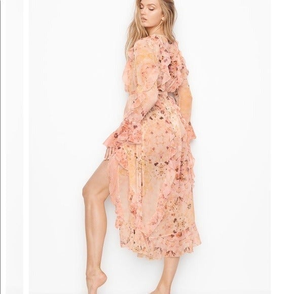 Victoria Secret Ruffle Floral Long Robe Duster M/L