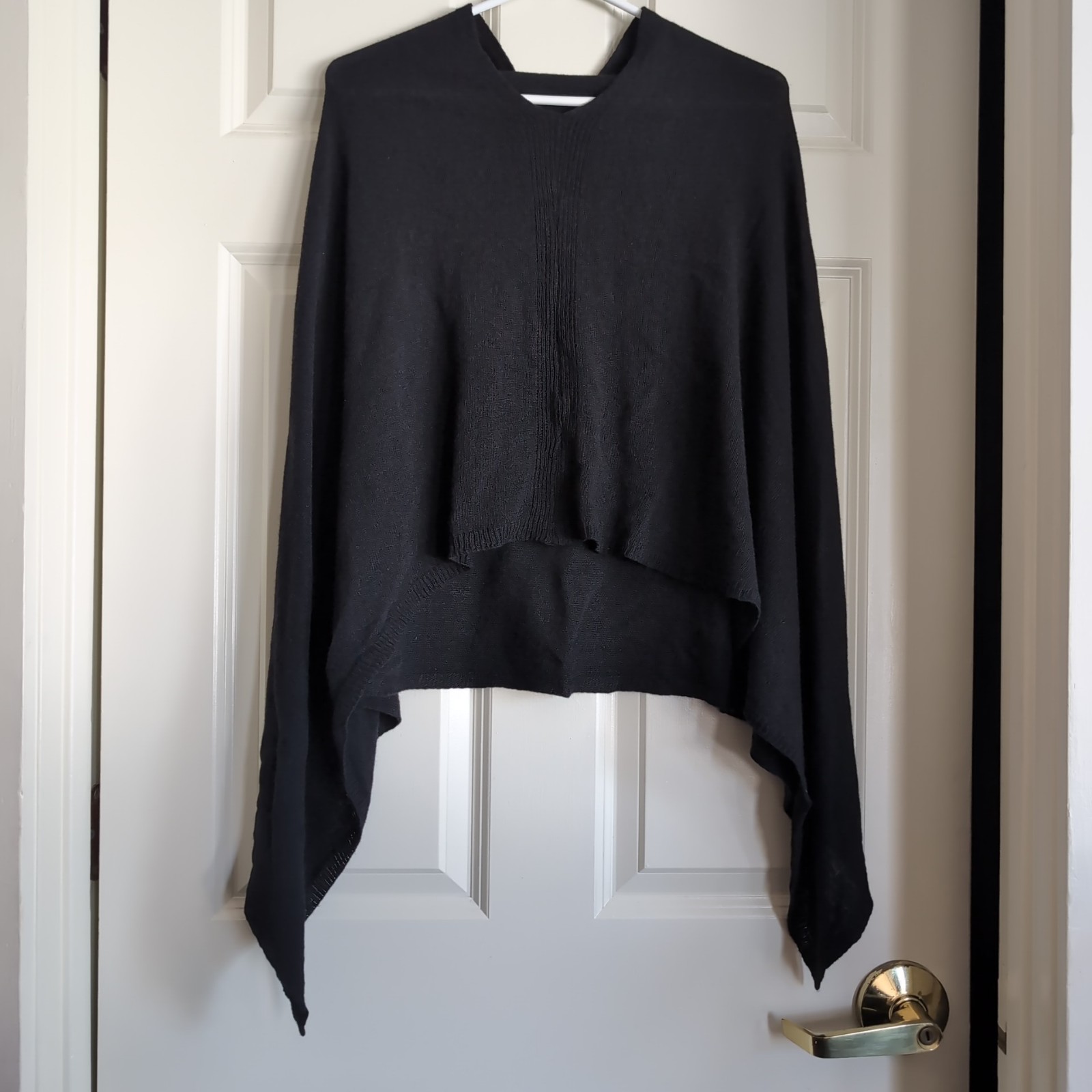 Black wool and cashmere blend poncho