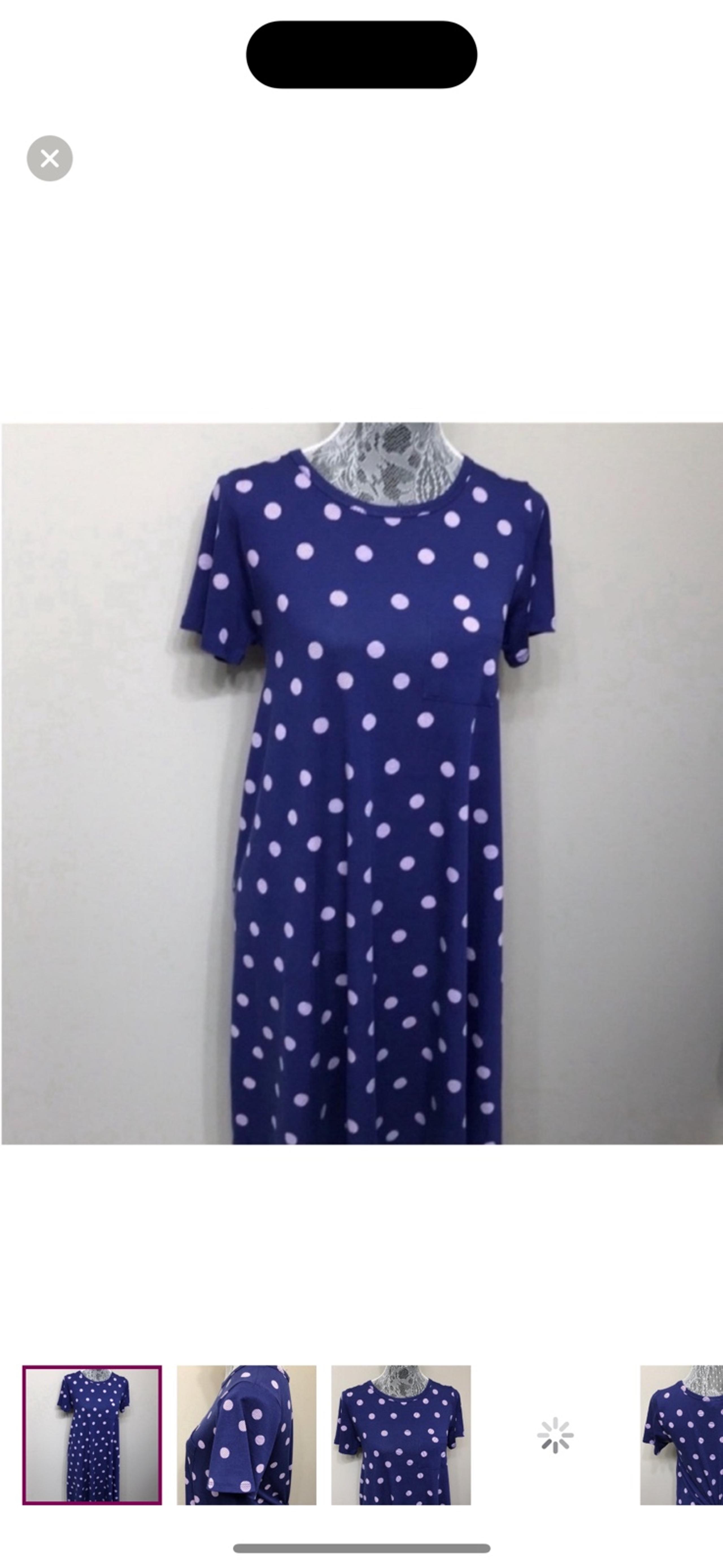 LulaRoe women’s blue with pink polka dots high low dress XS