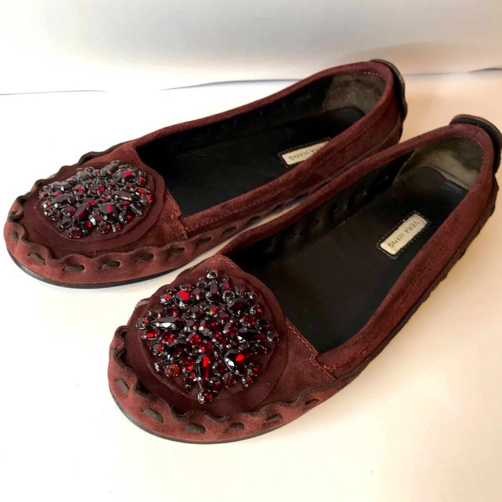 VERA WANG JEWELED FLATS SUEDE