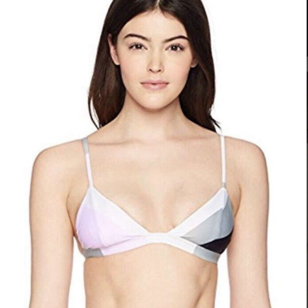 NWOT Mara Hoffman Astrid Triangle Bikini Top In Sage Multi Beach Vacation Size M