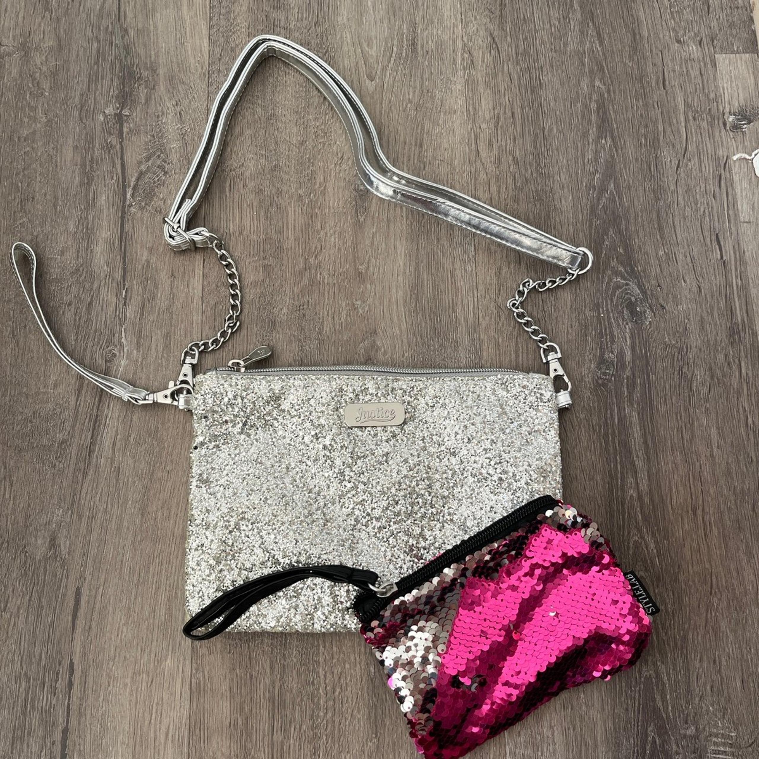 Silver glitter Purse flip sequin change purse