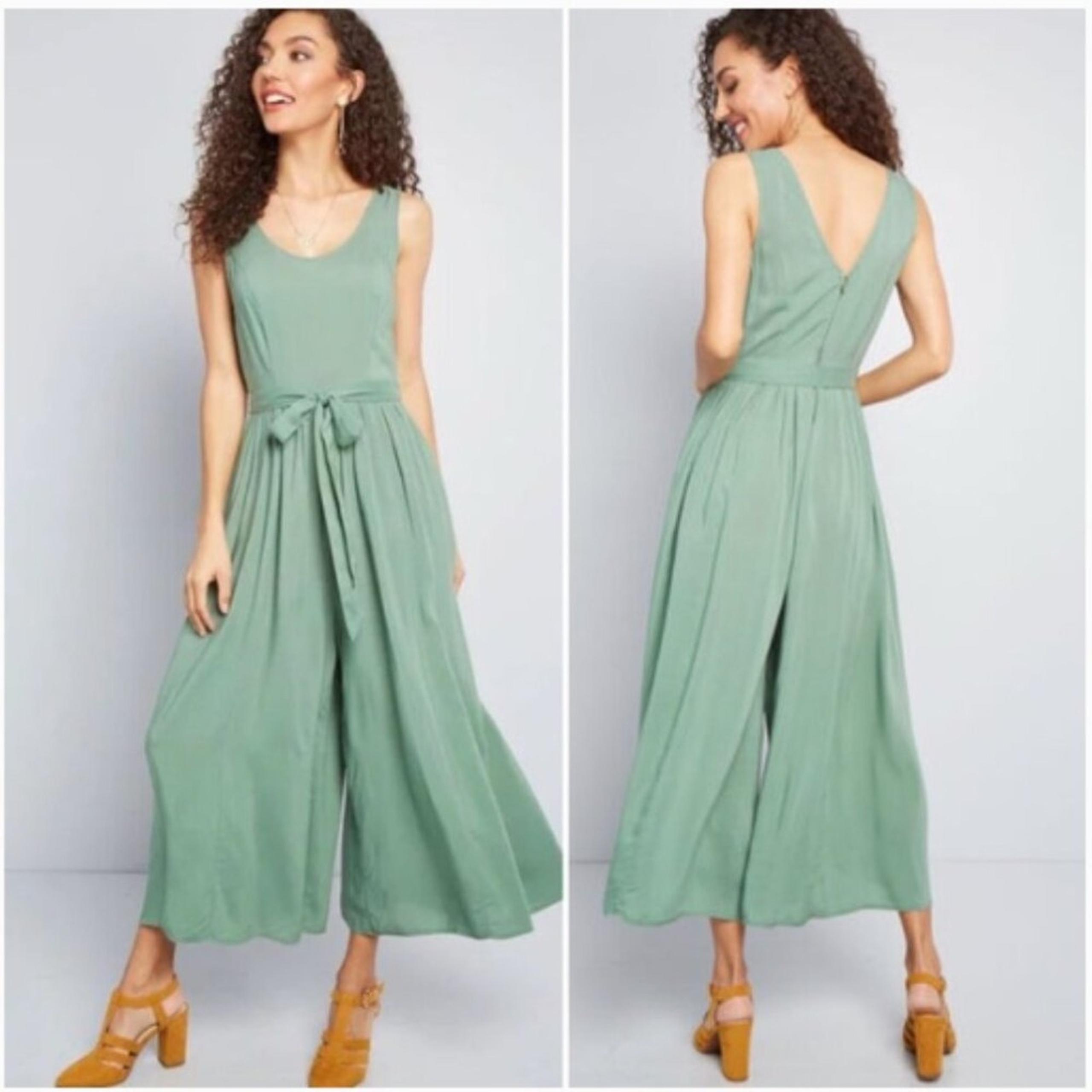 ModCloth Women's Unbridled Enthusiasm Wide Leg Jumpsuit Green Size M