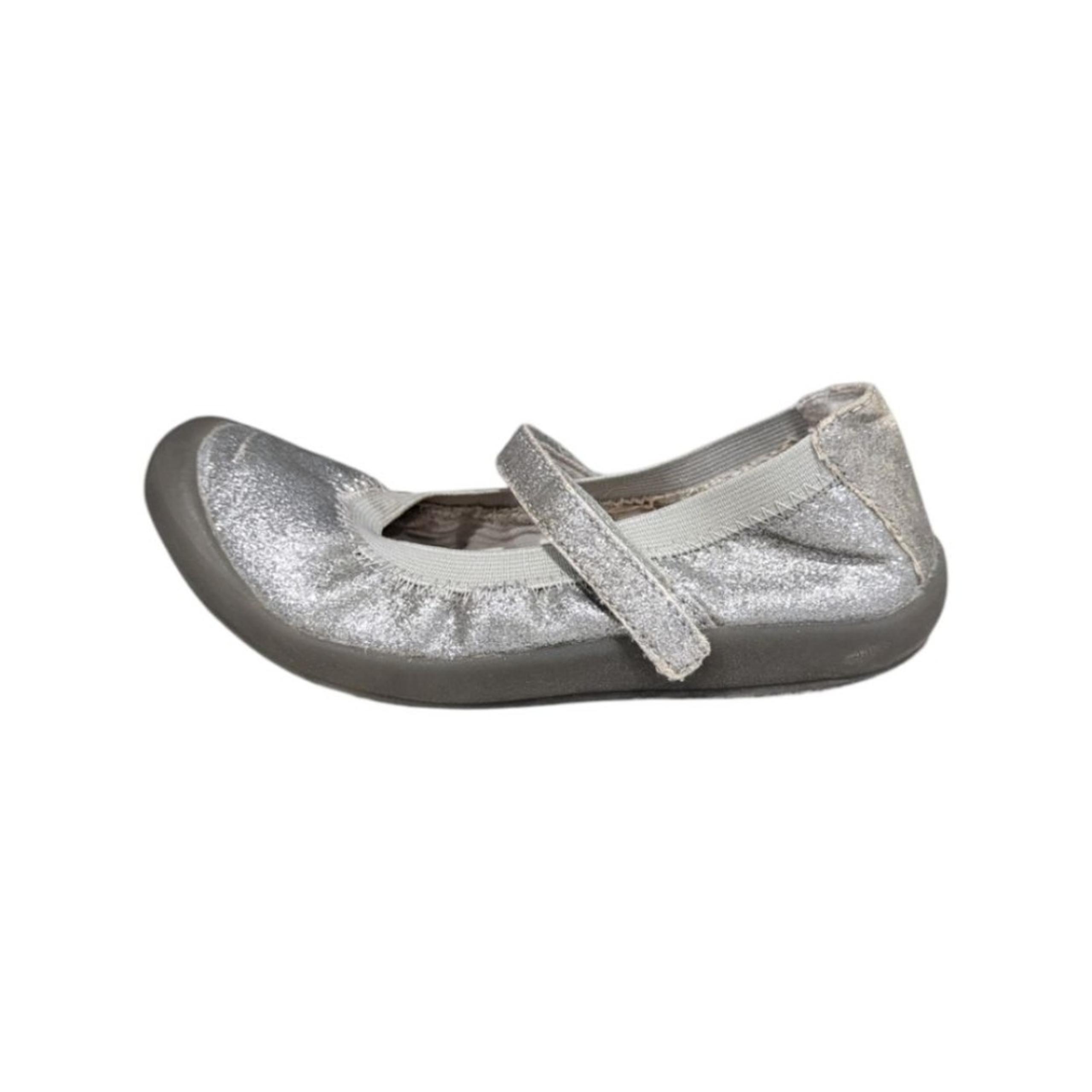 Hanna Andersson Silver Glitter Shiny Maya mary jane Elastic Flats Girls Size 13