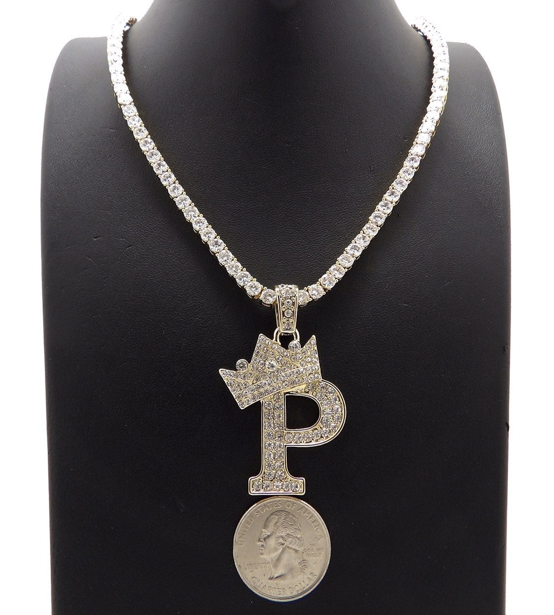 INITIAL P &20 CUBIC ZIRCONIA NECKLACE
