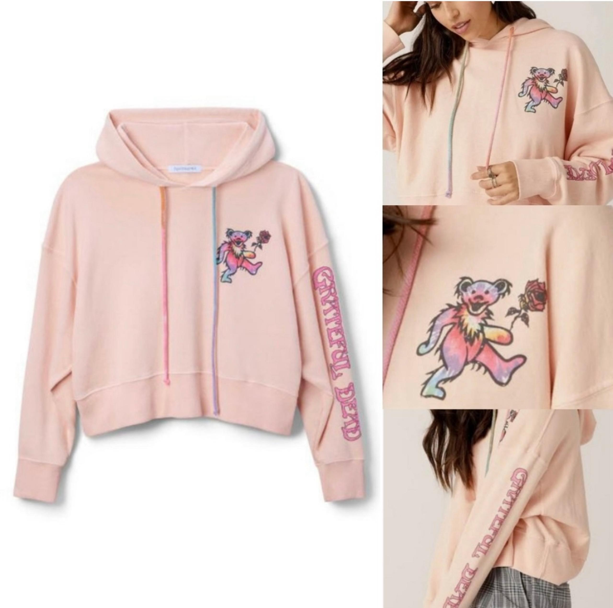 DayDreamer Grateful Dead NWT Soft Pink Pullover Sweatshirt Bear/Rose Sz.Sm