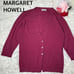 MARGARET HOWELL Wine Red V-Neck Cardigan 7/8 Sleeve