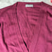 MARGARET HOWELL Wine Red V-Neck Cardigan 7/8 Sleeve