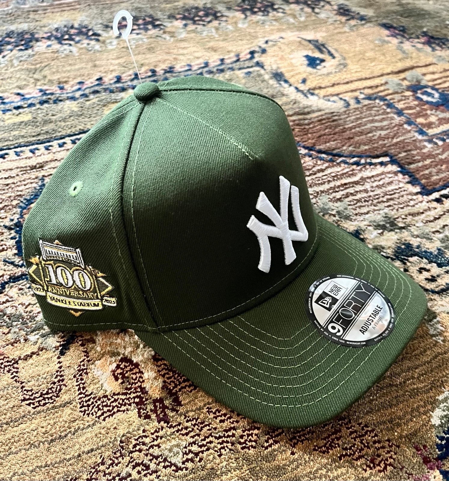 Rare New Era 9FORTY A-Frame New York Yankees Snapback Hat Green Olive Cap