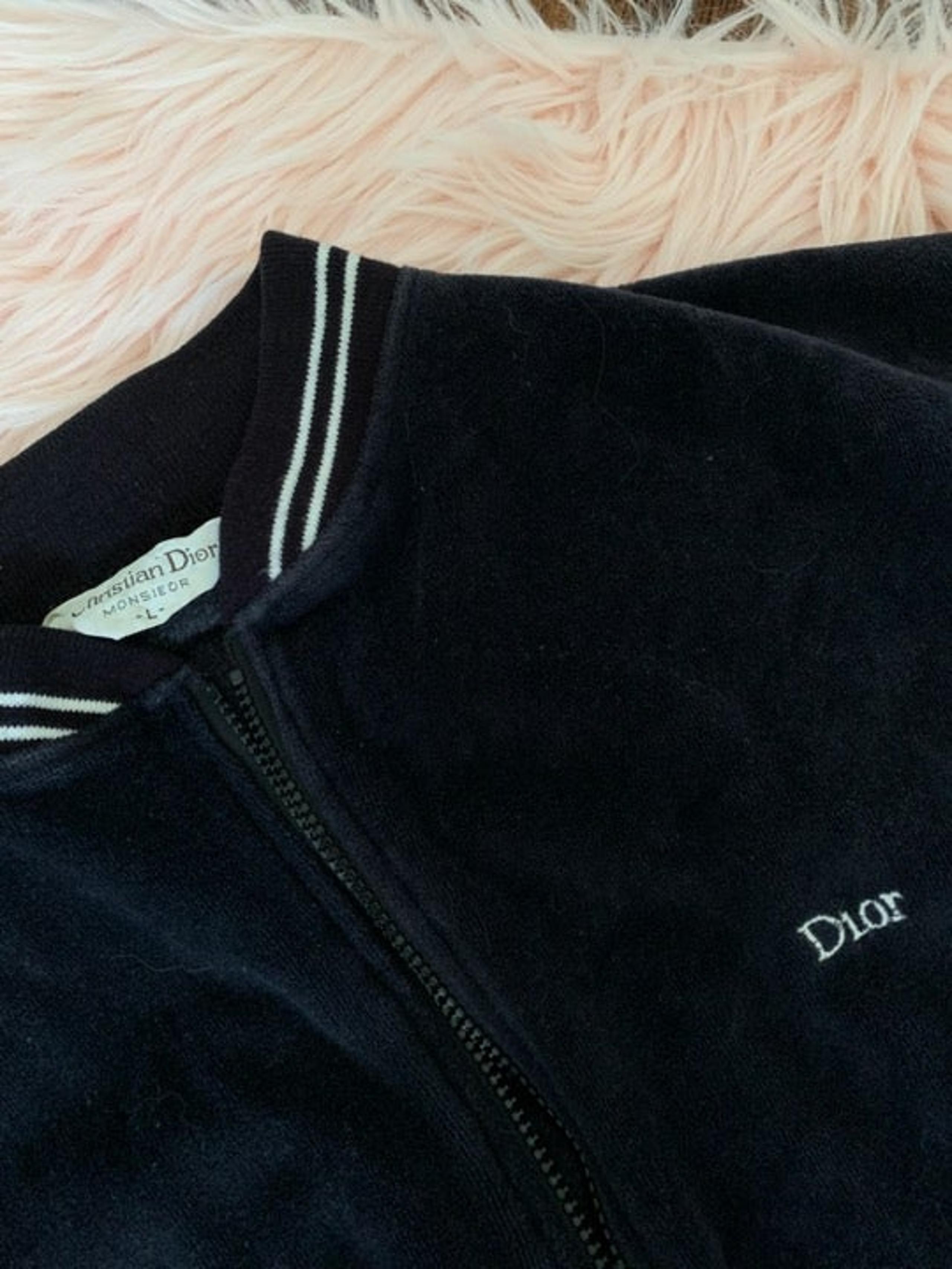 Authentic 1970s Christian Dior Monsieur Velvet Velour Sweater Zip Up Large