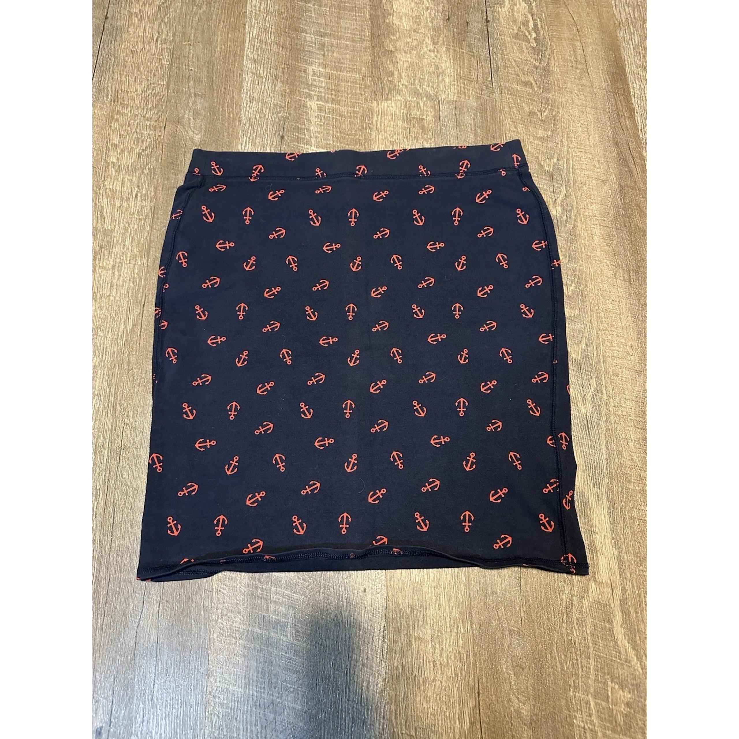 Short Pencil Skirt Womens L Navy Blue Red Anchors Stretch Pull On - Old Navy