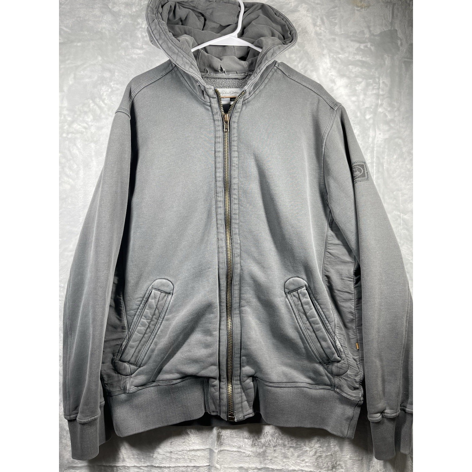 Vintage Y2K Quicksilver Men's Size XL Hoodie Sweatshirt Surf Skate Gray Zipper