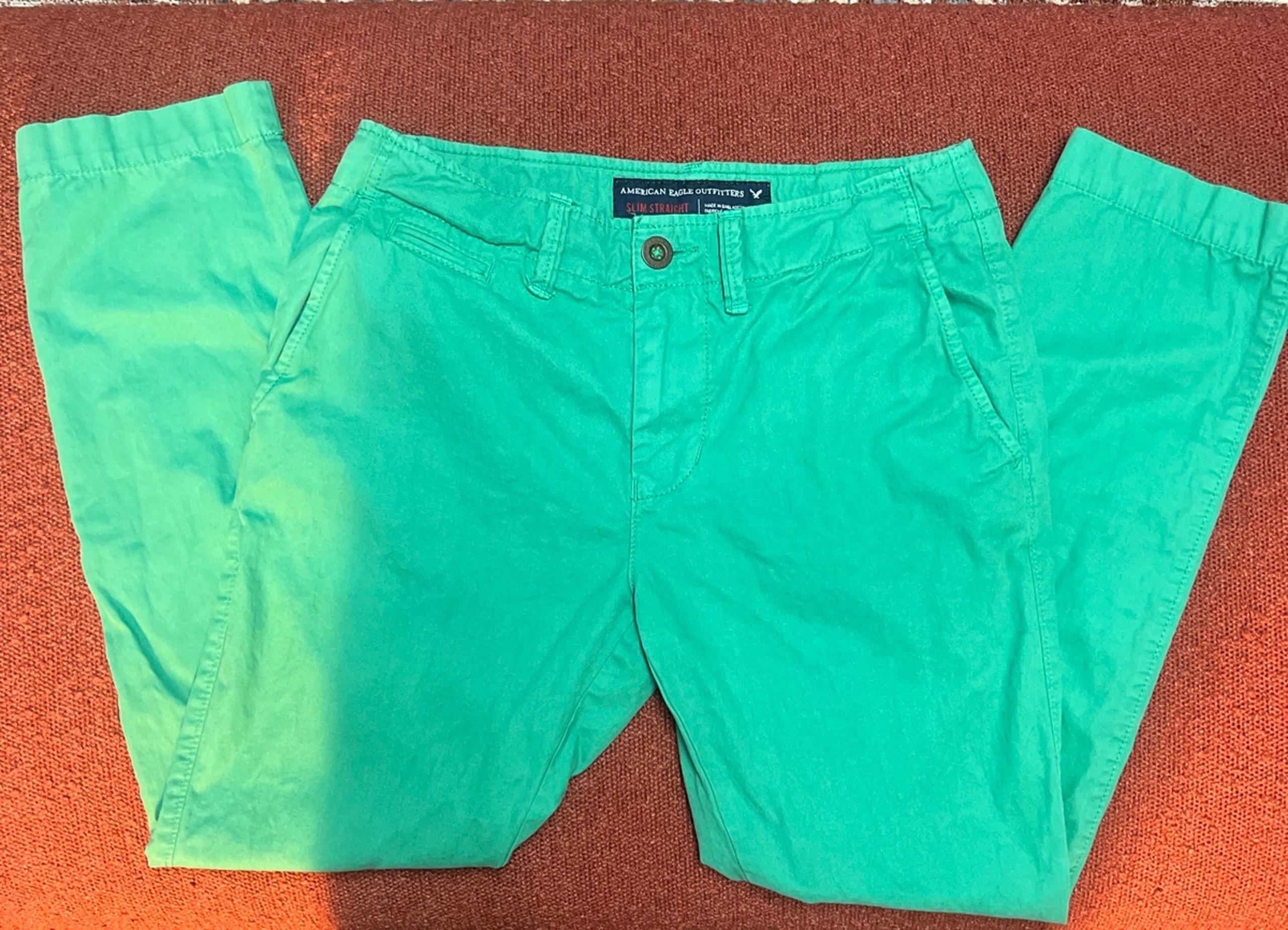 American Eagle slim straight green chinos 30x30