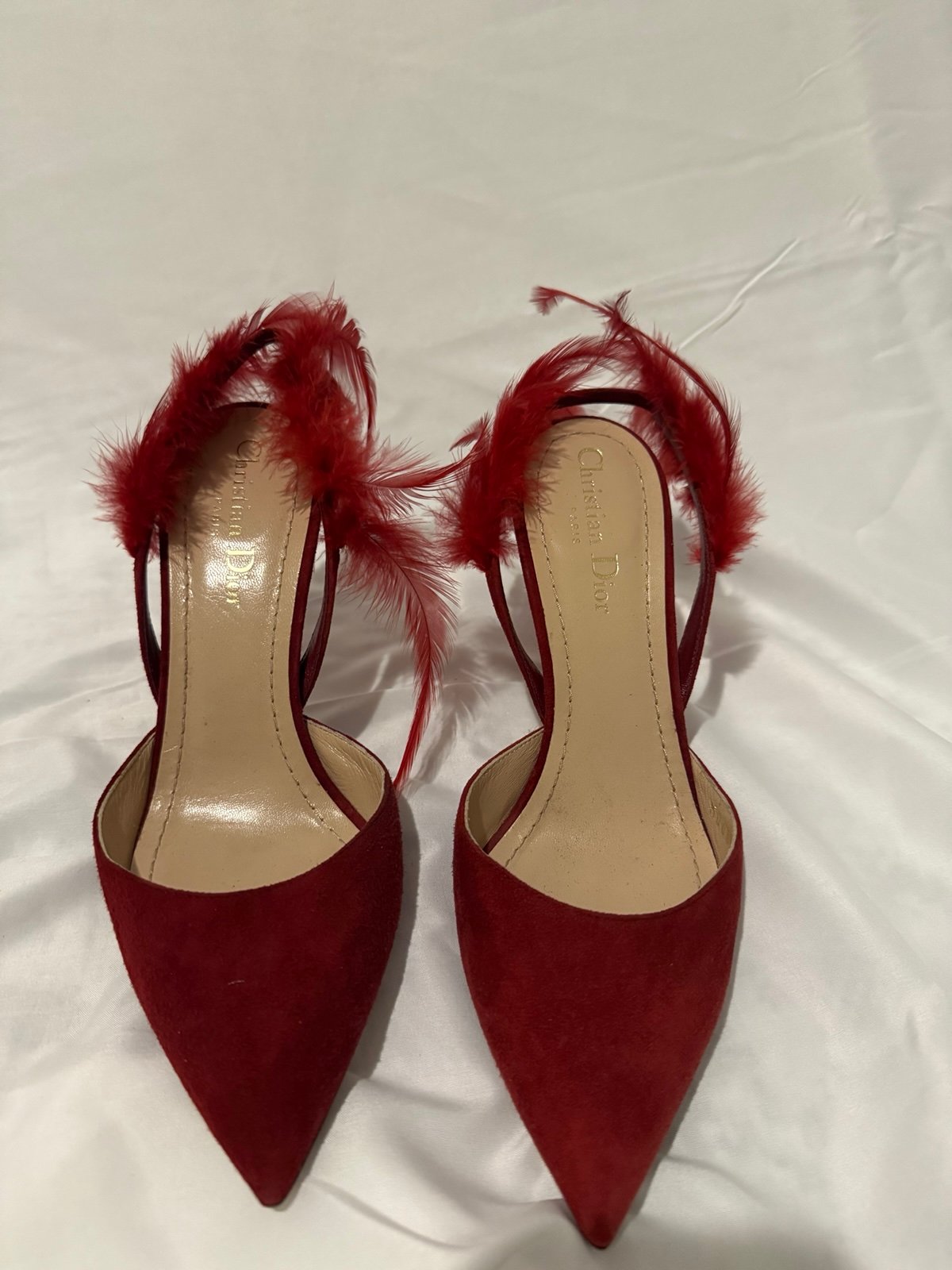 Dior Red Feathered Women's Shoes