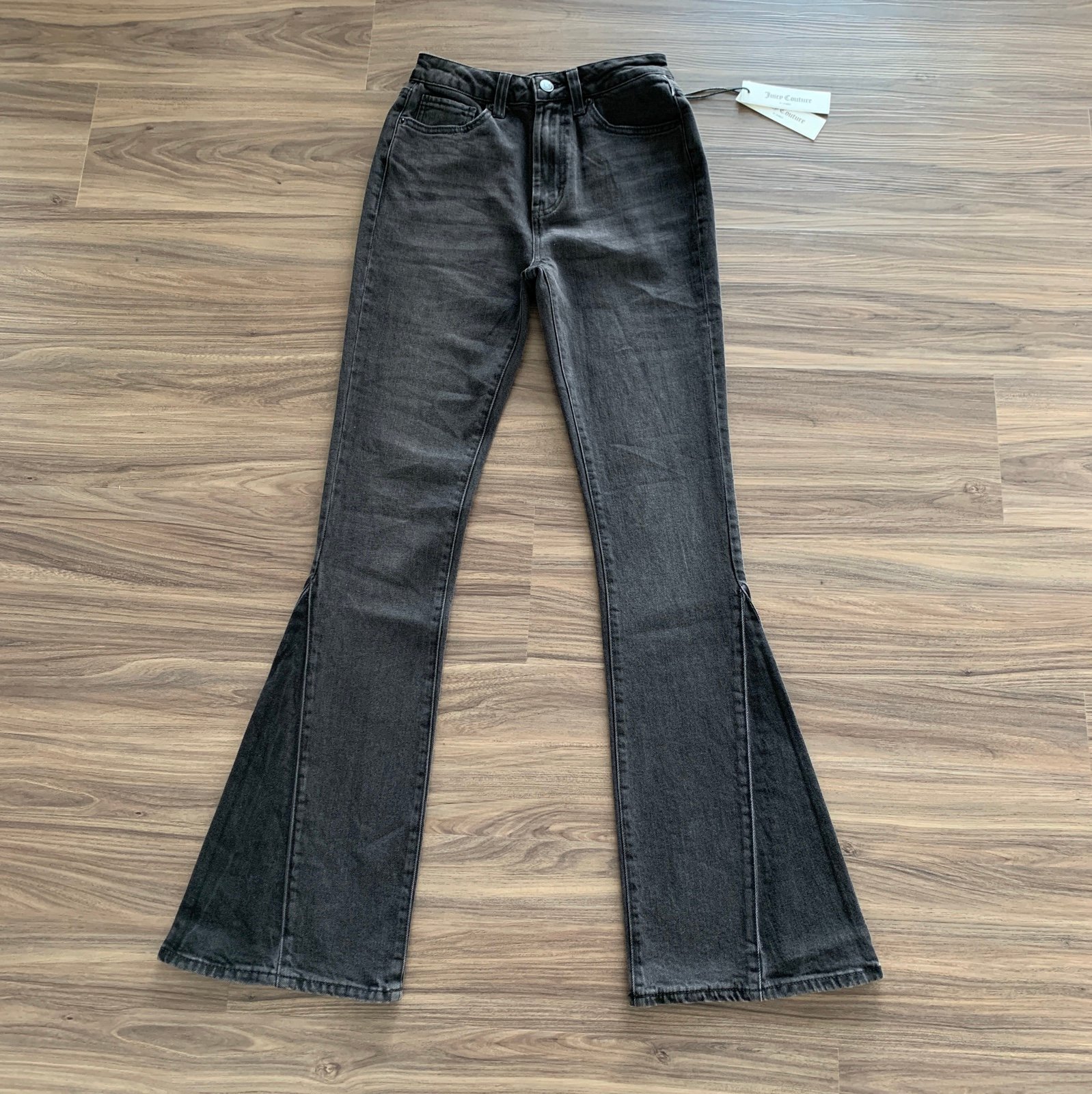 Juicy Couture Malibu Flared Jeans Womens Black Denim High Rise Size 24
