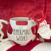 (4) Rae Dunn PEPPERMINT WISHES Coffee Mugs Allside White with Chubby Shape