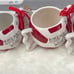 (4) Rae Dunn PEPPERMINT WISHES Coffee Mugs Allside White with Chubby Shape