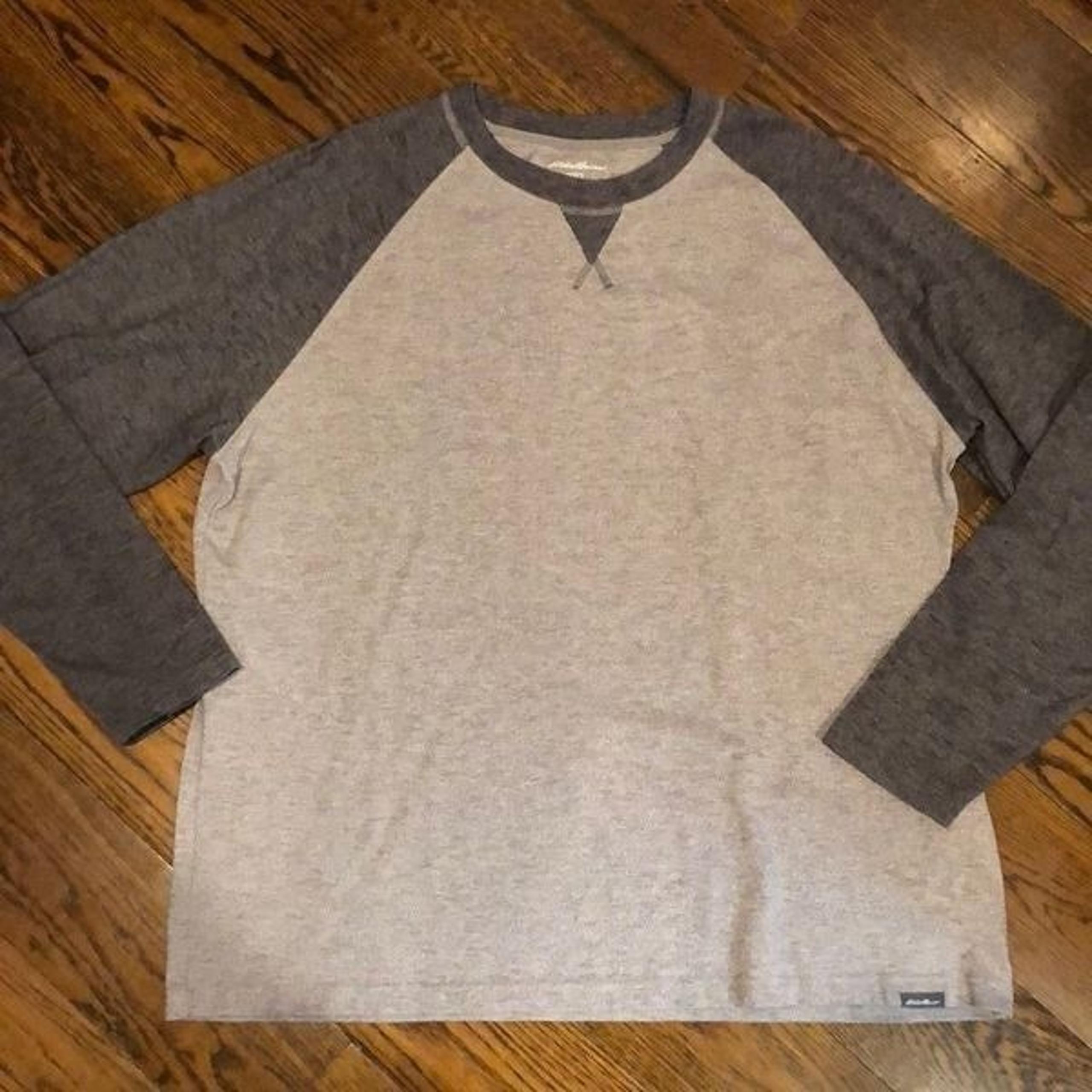 EDDIE BAUER Men’s Grey Raglan Long Sleeve Shirt Sz XXL