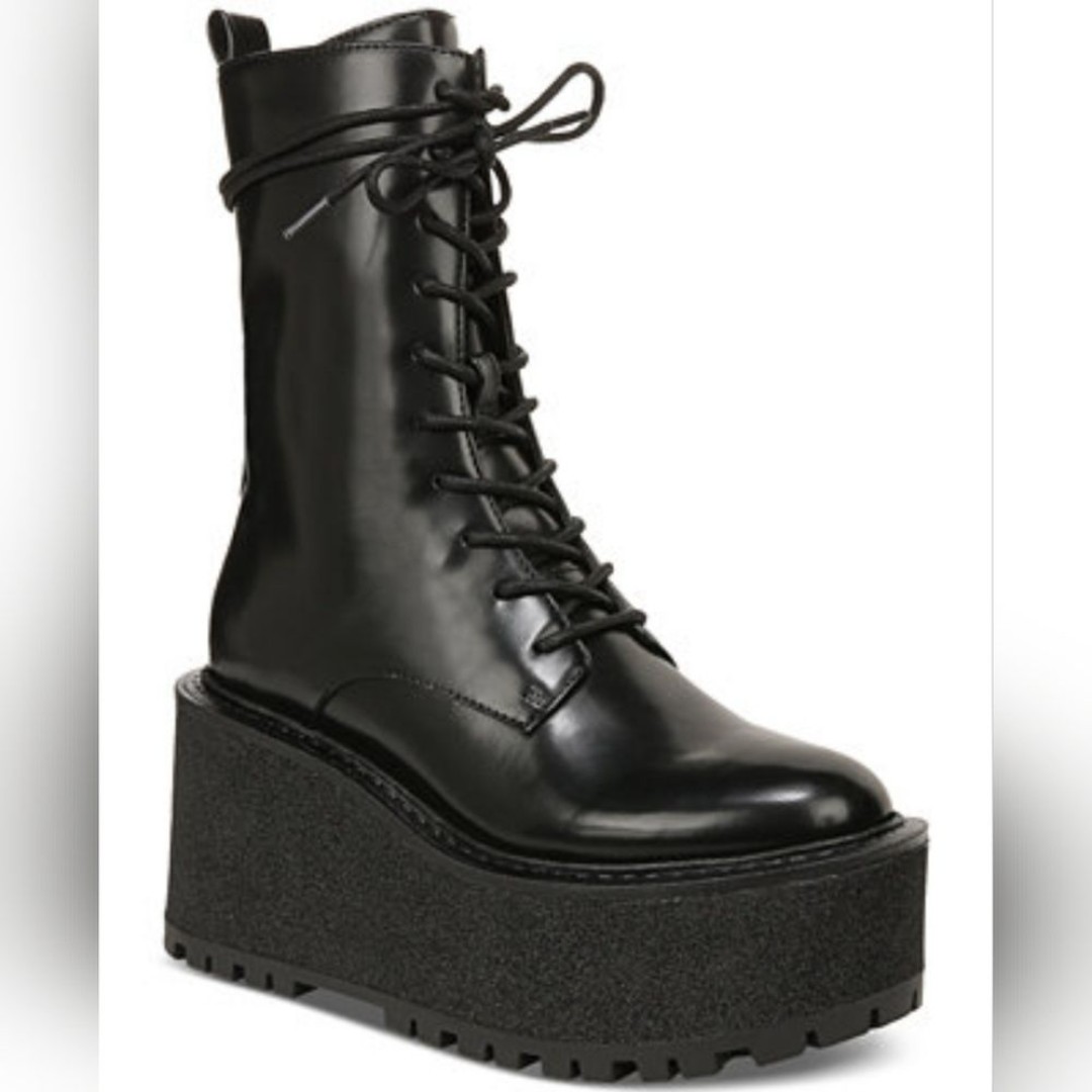 Circus Sam Edelman Designer Slater Platform Leather Wedge Combat Boots Sz 6m