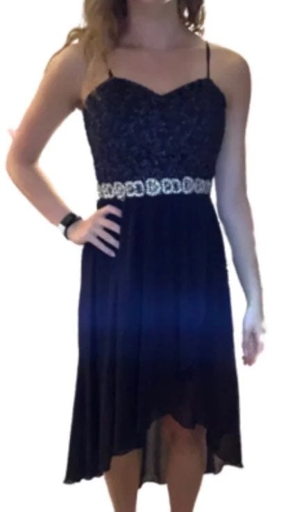 Navy Formal Sparkly HighLow Dress