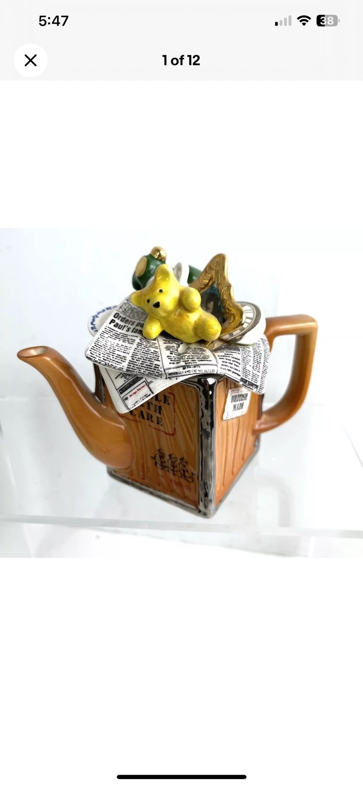 CARDEW England Small Moving Day Teapot Crate Toys Dishes Clock Newspaper