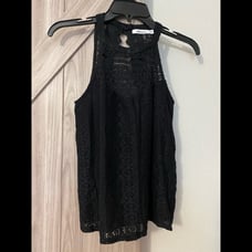 NWT Red Haute XS Black crocheted halter top