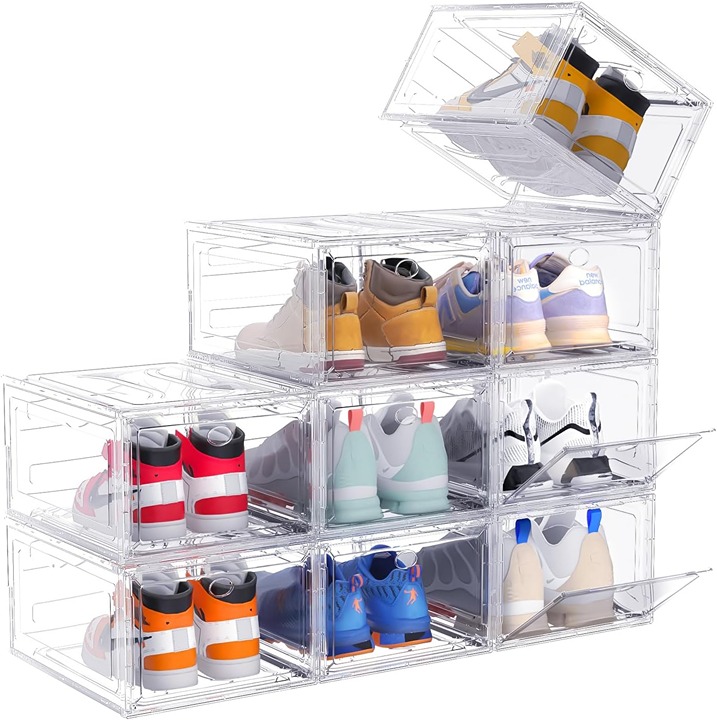 9 Pack Shoe Organizer Upgrade Harder Solid Plastic Shoe Storage