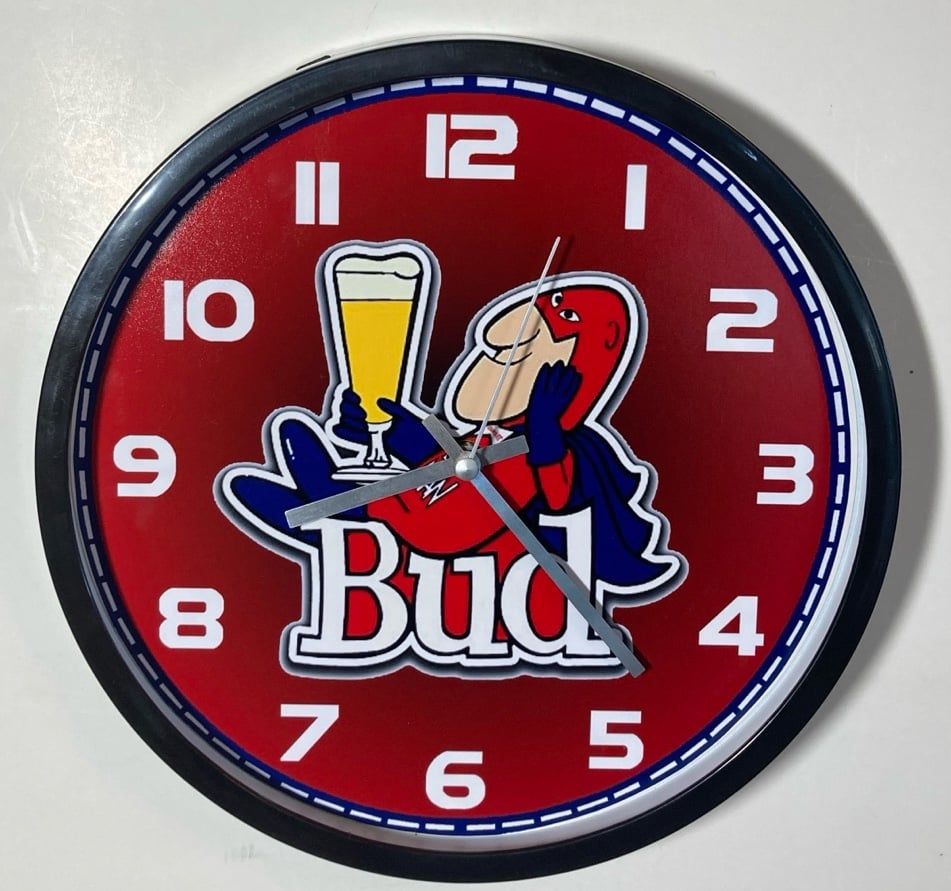 Budweiser Budman nostalgic logo battery operated wall clock