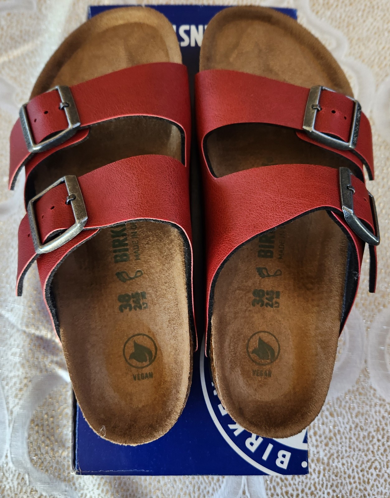 Red 2025 vegan birkenstocks
