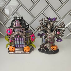 Bath and Body Works Monster Halloween Tree and Haunted House Wallflower Plug-Ins