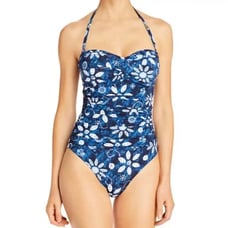 Bleu Rod Beattie NWT Blue White Tropical Floral Sweetheart One Piece Swim Suit 6