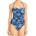 Bleu Rod Beattie NWT Blue White Tropical Floral Sweetheart One Piece Swim Suit 6