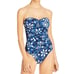 Bleu Rod Beattie NWT Blue White Tropical Floral Sweetheart One Piece Swim Suit 6