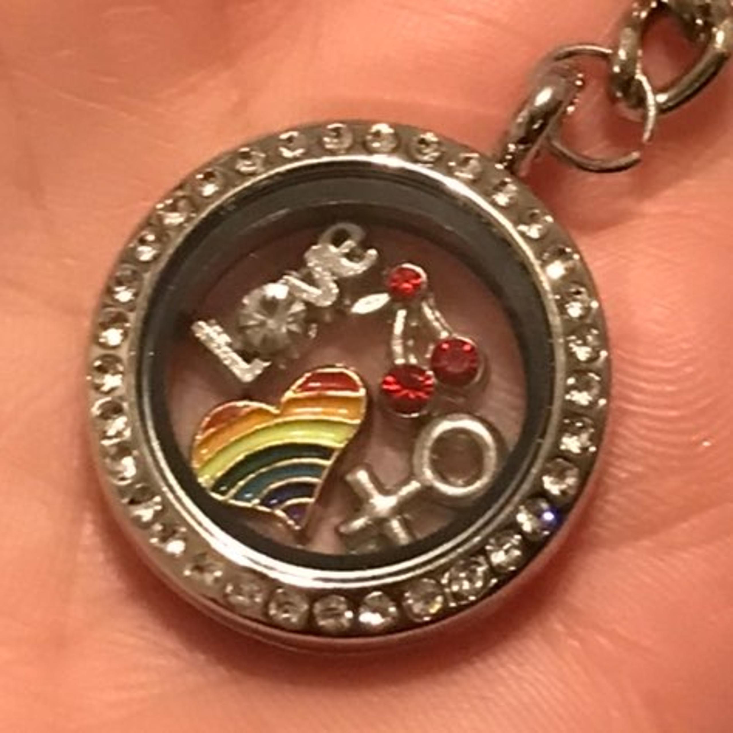 Rainbow pride locket keychain