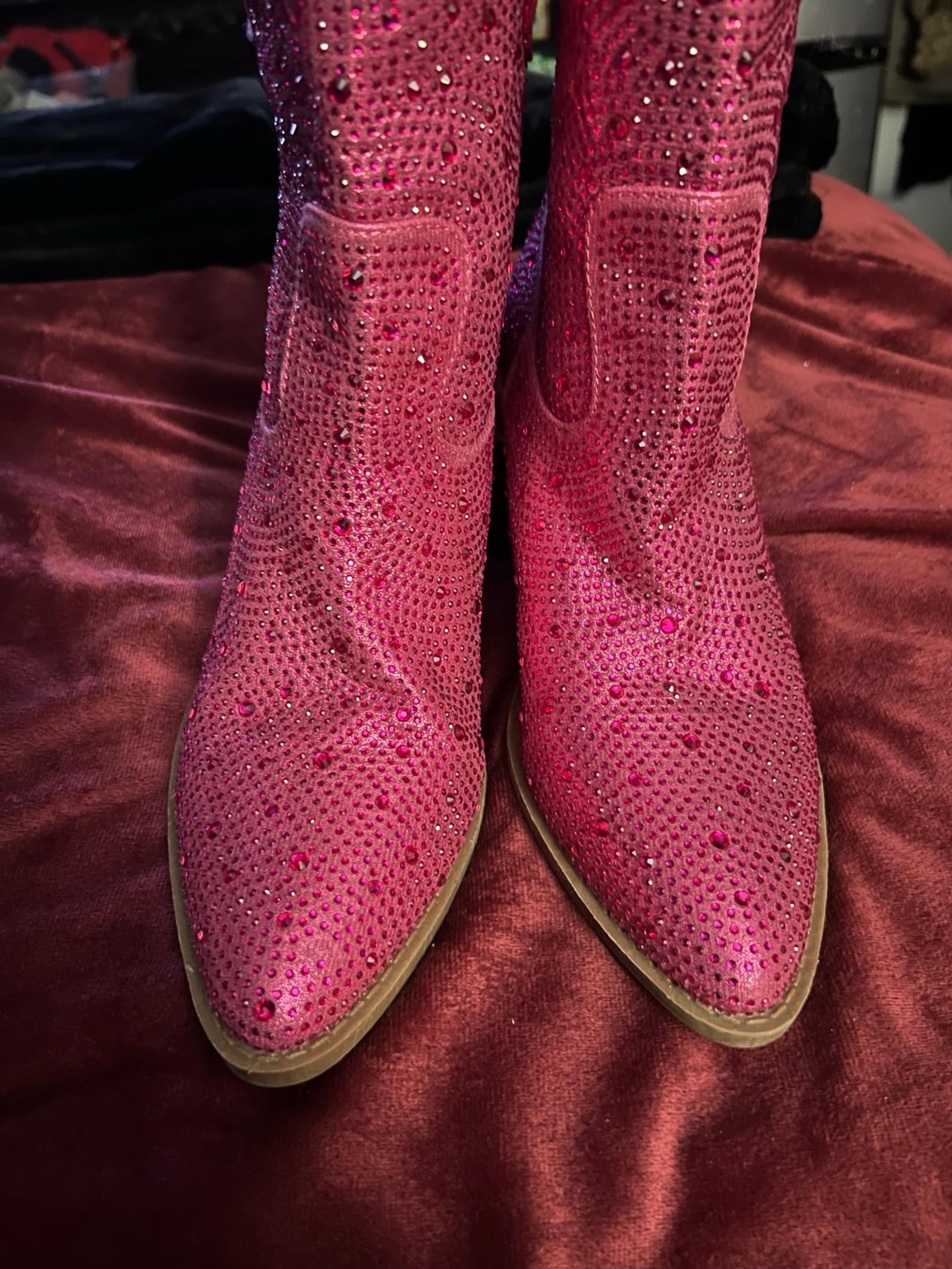 Pink Rhinestone Cowboy Boots - Forever New