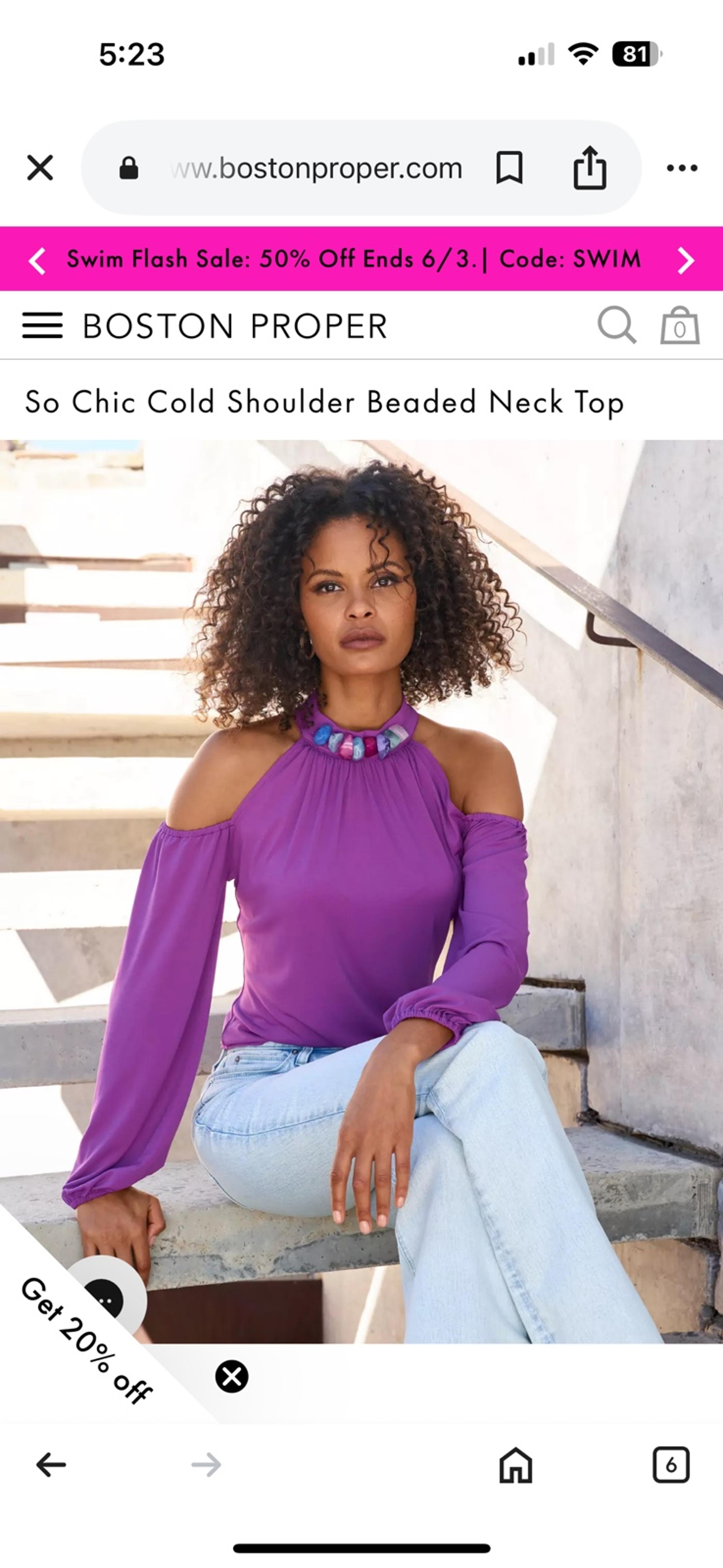 Boston proper shoulder top