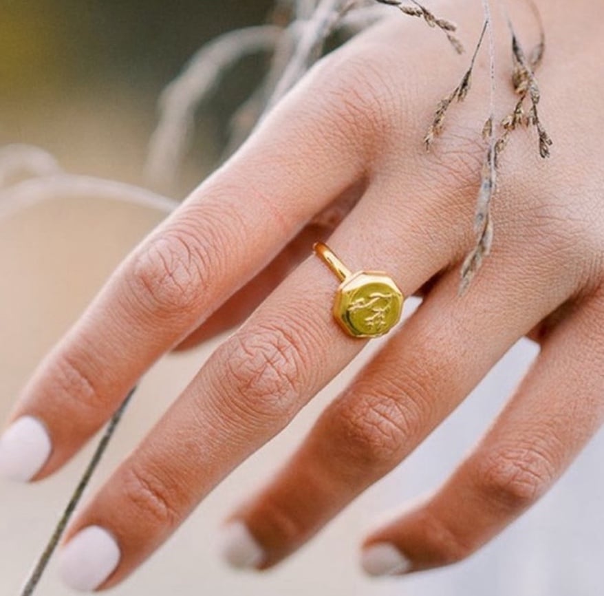 Vermeil Floral Signet Ring size 7