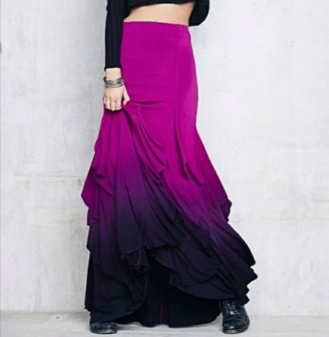 Free People fp x venus ruffle ombre Maxi skirt