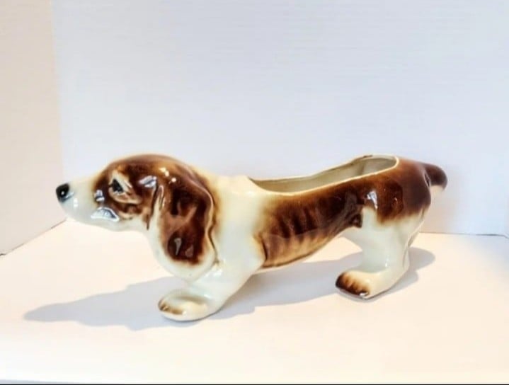 McCoy Bassett Hound Planter Vintage Flower Pot