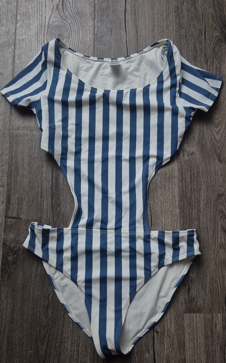 Eidon Sexy Striped Open Back One-piece Bathingsuit Swimsuit Women's Size Large