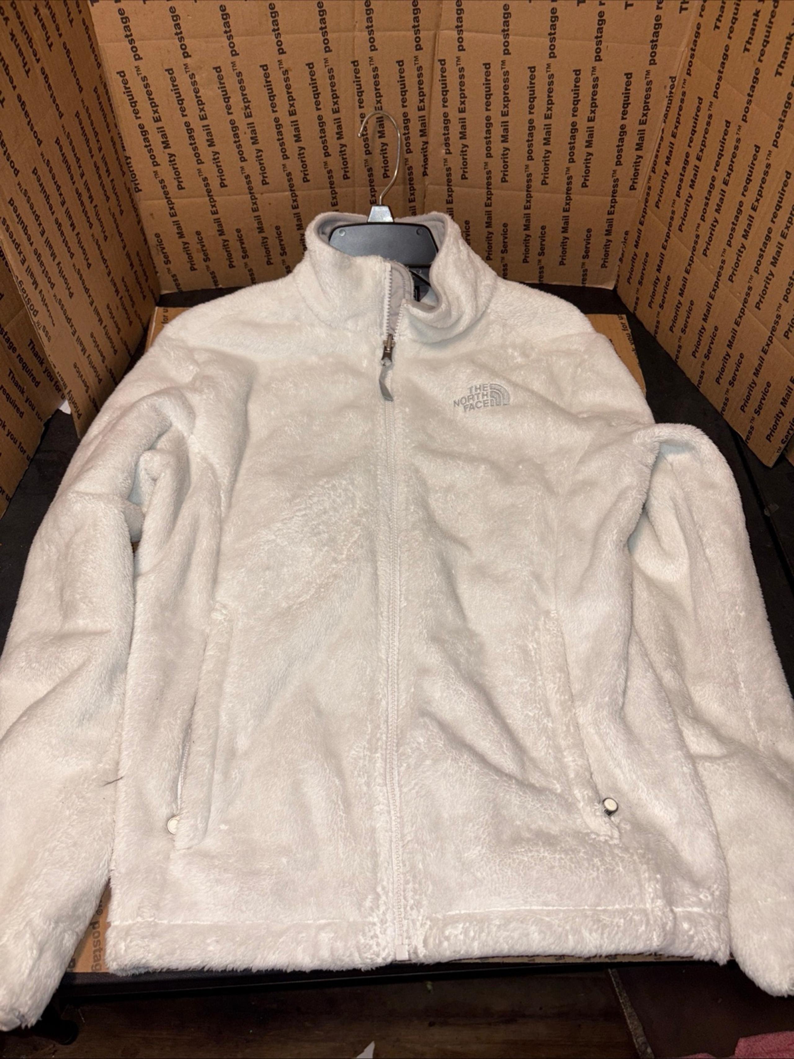 North Face Women's Sz Medium Osito White Dune (cream) Furry Zip Fleece Jacket