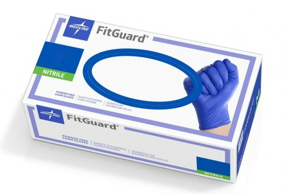 Medline FitGuard SMALL Blue Exam Grade Powder-Free Nitrile Gloves 500 Ct