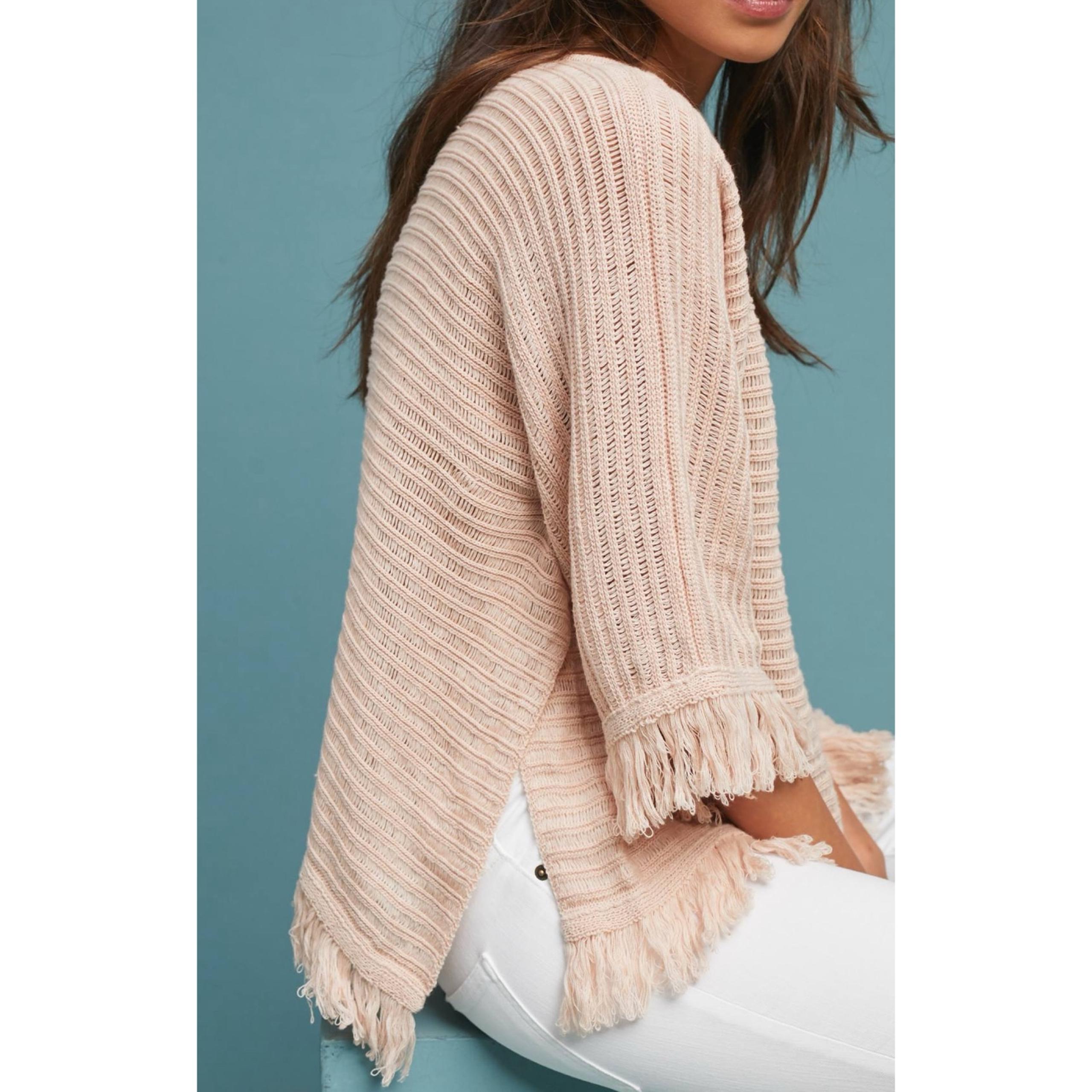 Anthropologie Fringed Poncho Sweater