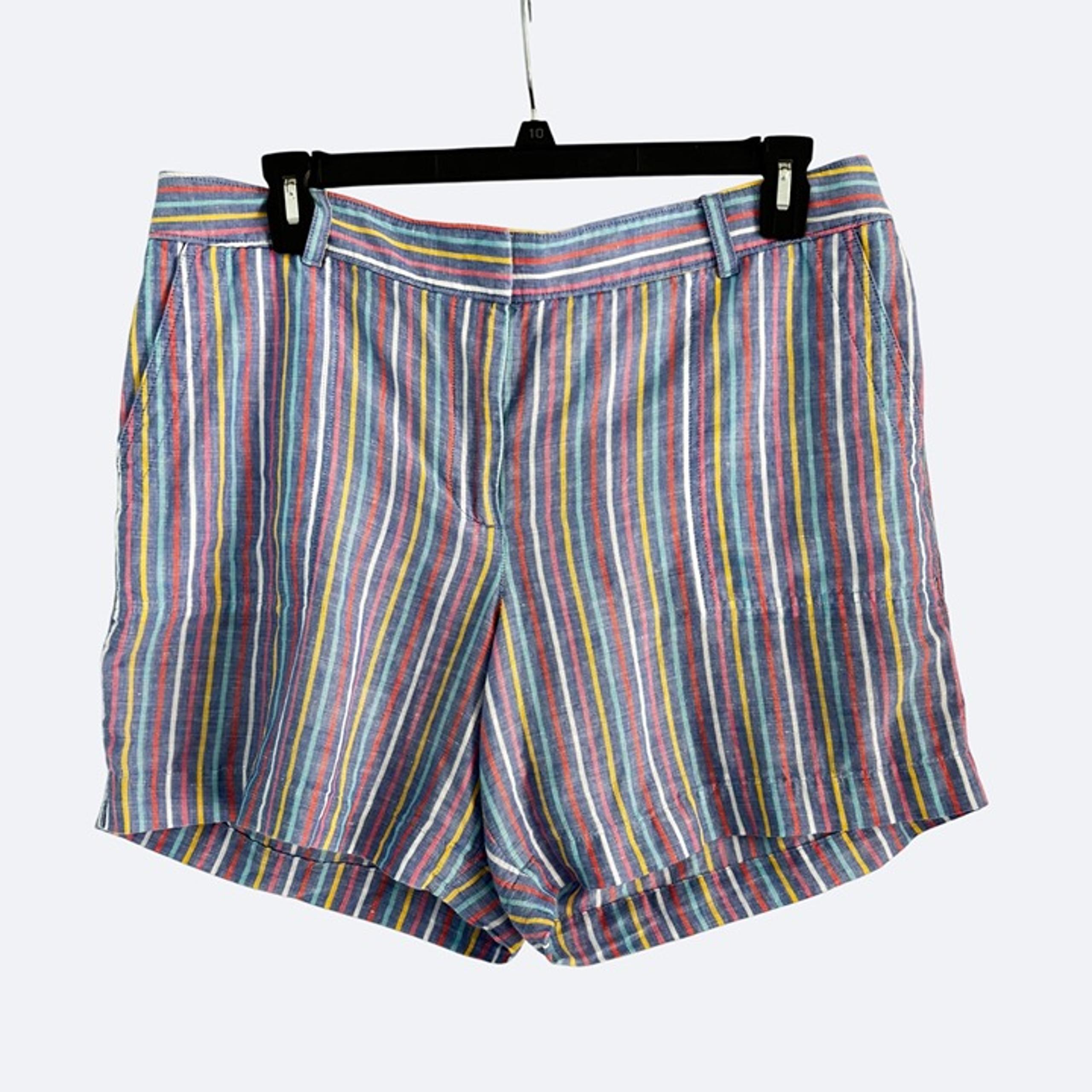 Talbots Womens Multicolor Striped Linen-Cotton Blend Shorts Size 16 Excellent