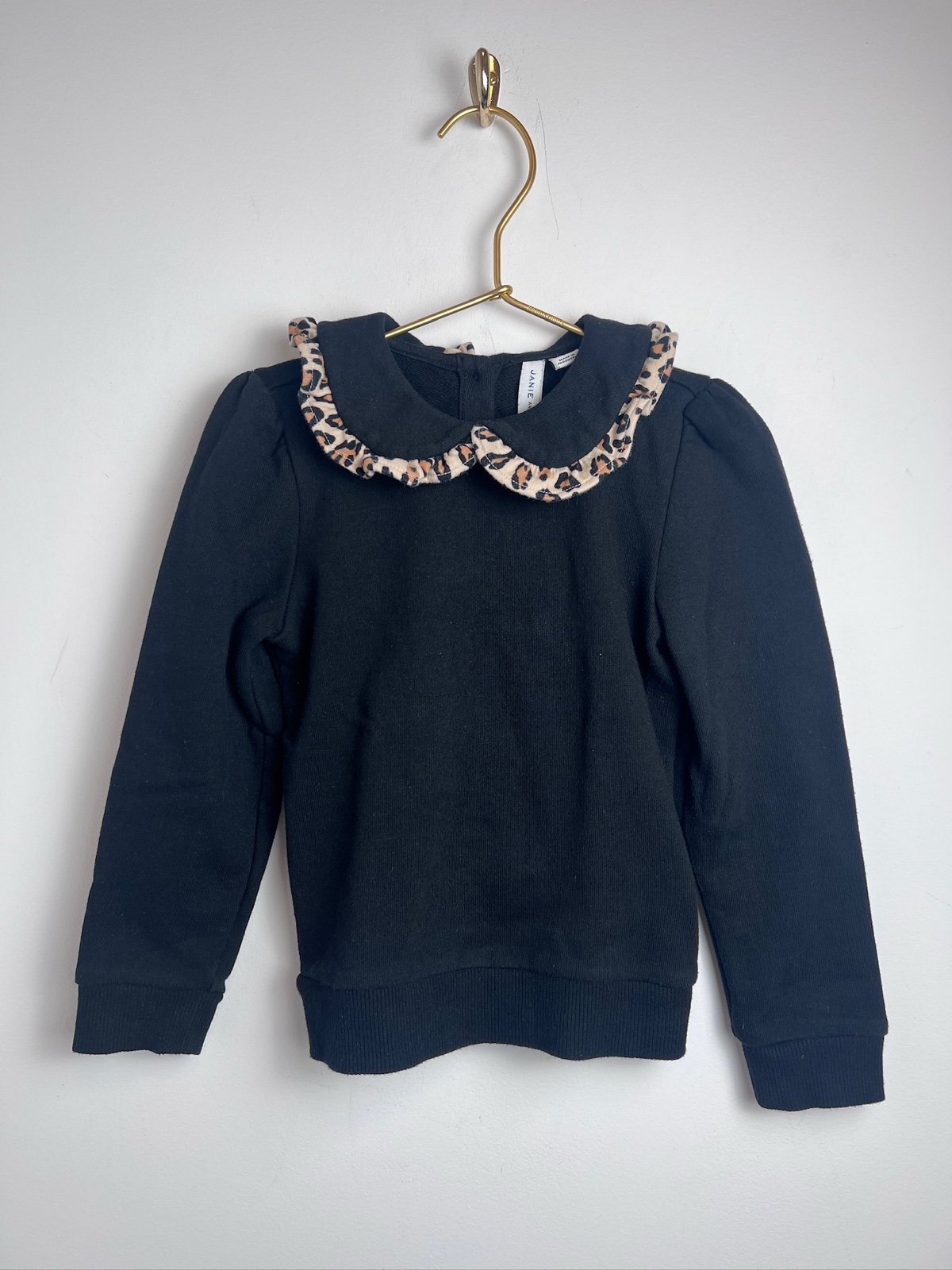 Janie and Jack Black Leopard Collar Sweatshirt size 5