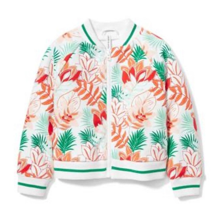 Janie & Jack tropical white bomber Jacket sz 5/6