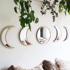 5 Piece Moon Mirror, Beige